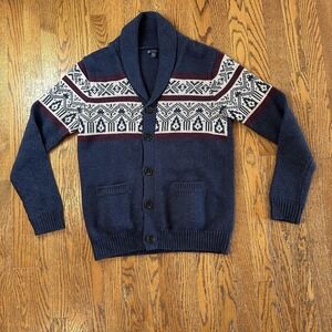 Gap Sweater Mens Small Shawl Collar Wool Blend Cardigan Fair Isle Pullover
